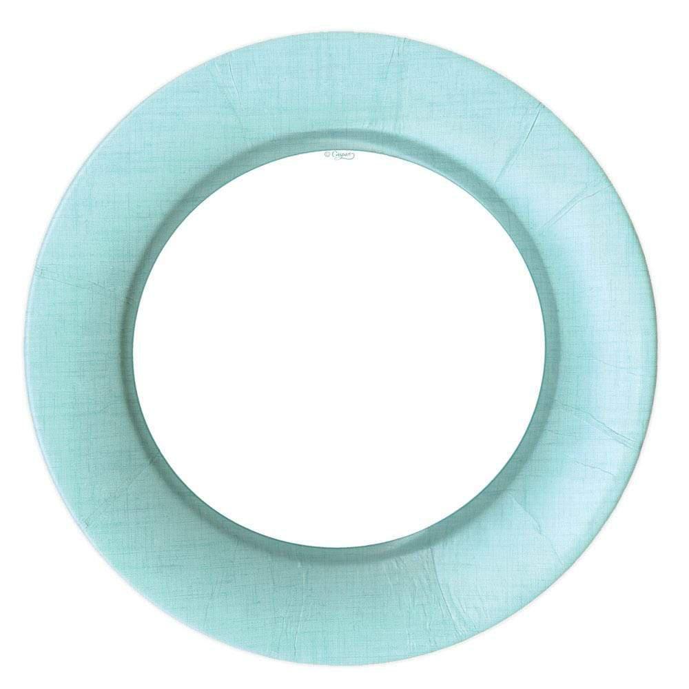 Robin's Egg Blue Linen Border Paper Dinner Plates